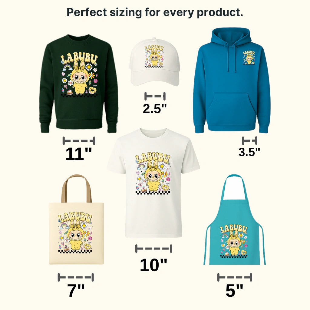 Yellow Hour Labubu Design - DTF Heat Transfers