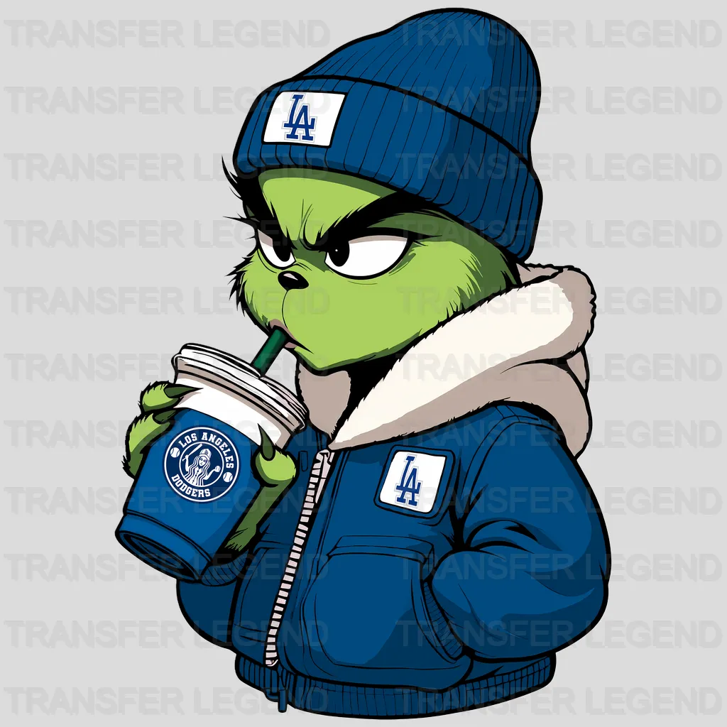 Los Angeles Dodgers MLB The Grinch Drinking Coffee - DTF Iron On Transfer