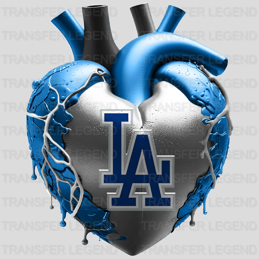Los Angeles Dodgers MLB Realistic Anatomical Heart Art - DTF Iron On Transfer