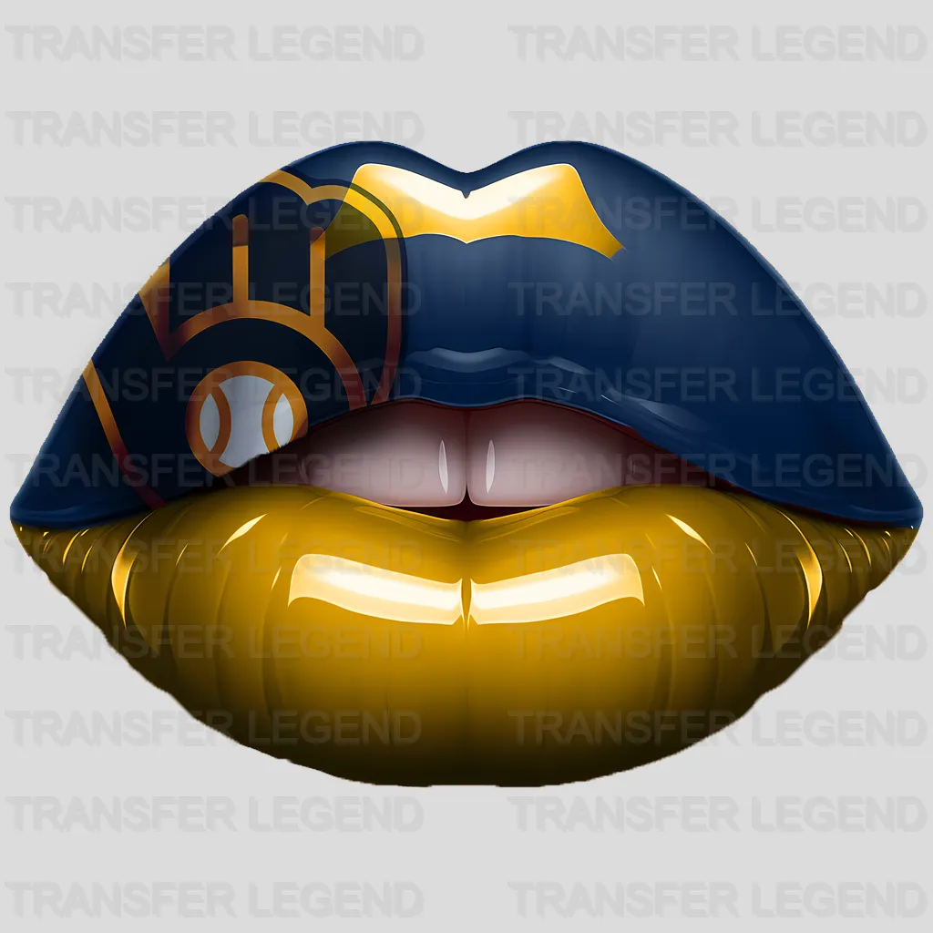 Milwaukee Brewers MLB Navy & Gold Lips Logo Art Illustration - DTF Iron On Transfer