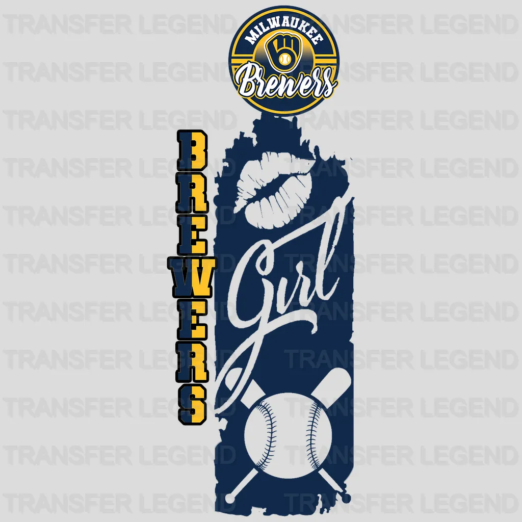 Milwaukee Brewers MLB Vertical Bookmark Style Strip Logo - DTF Iron On Transfer