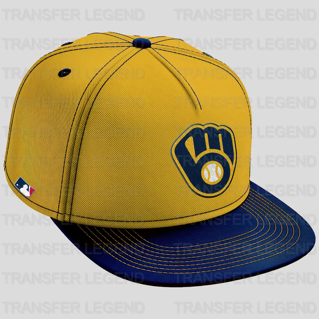 Milwaukee Brewers MLB Realistic Gold Cap Hat Mockup - DTF Iron On Transfer