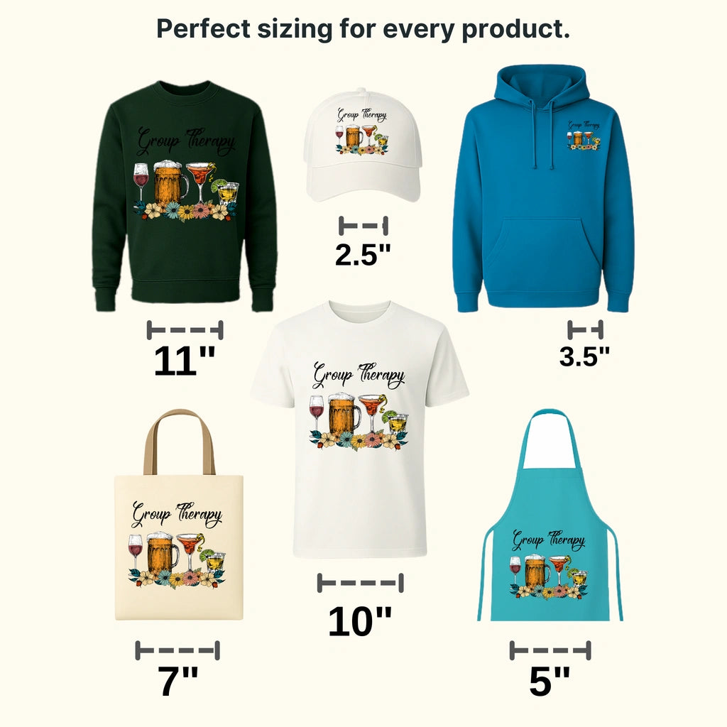 Group Therapy Floral Drink Glasses - Funny Group Drinking - Mental Health Design - DTF heat transfer - transferlegend