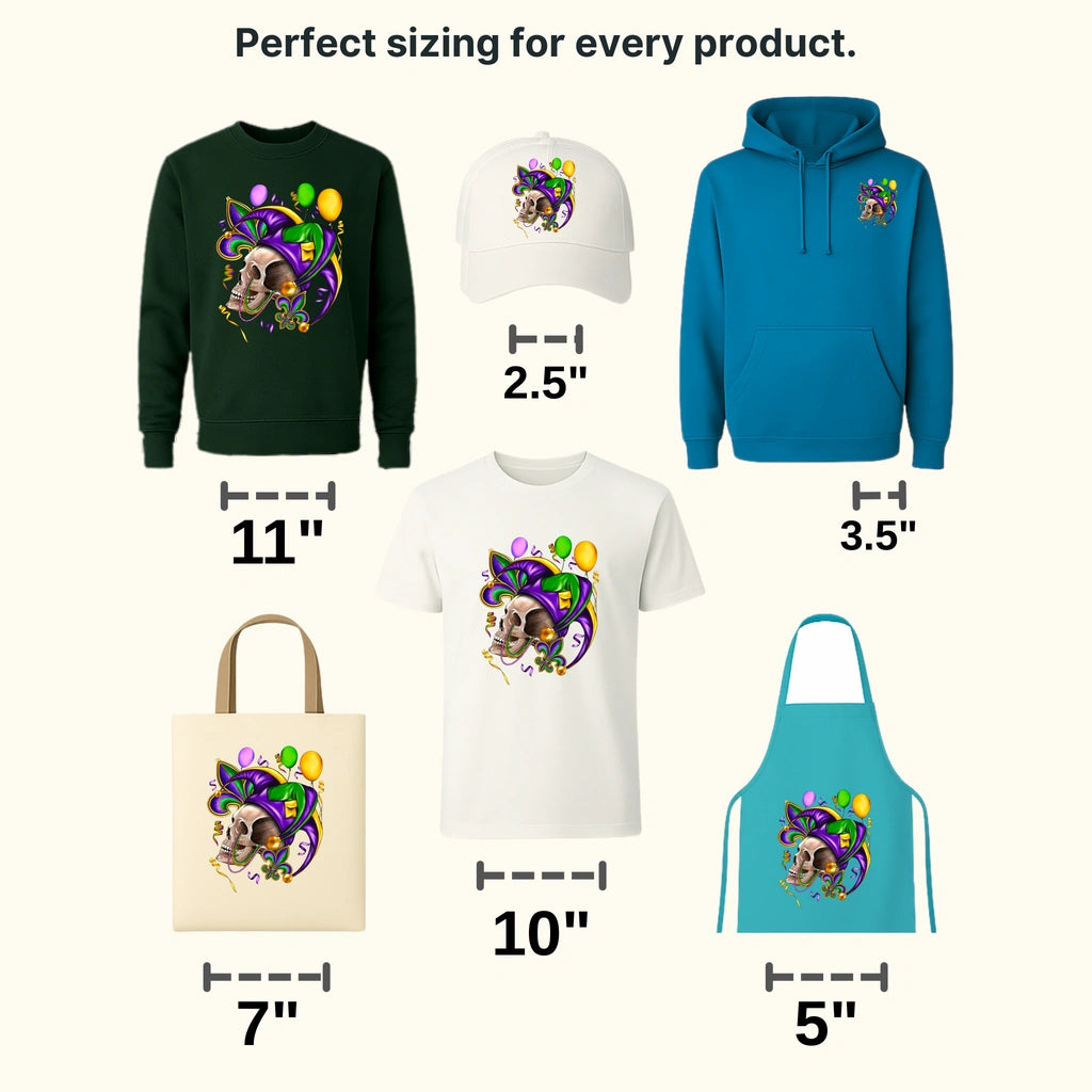 Skull Mardi Gras Design- Mardi Gras DTF heat transfer - transferlegend