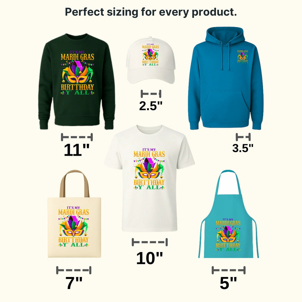 It's My Mardi Gras Birthday Y'all ! Mardi Gras Design- Mardi Gras DTF heat transfer - transferlegend