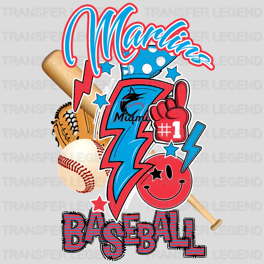 Miami Marlins MLB Gear Composition - DTF Iron On Transfer