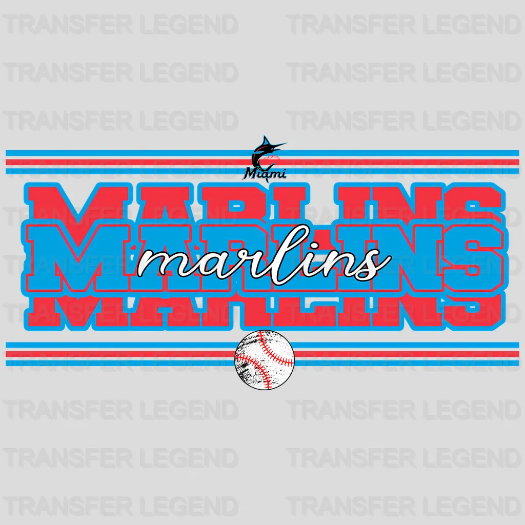 Miami Marlins MLB Text Logo Banner Graphic - DTF Iron On Transfer