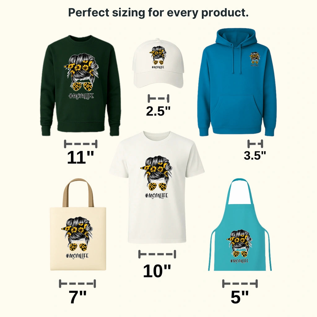 Sunflower Mom Hair Bun Sunglasses Headband - Mother's Day - Women Messy Bun - Design - DTF heat transfer - transferlegend