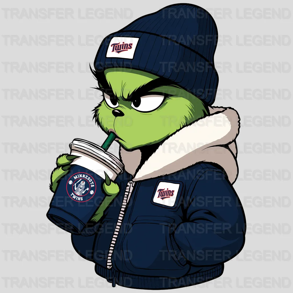Minnesota Twins MLB The Grinch Drinking Coffee - DTF Iron On Transfer
