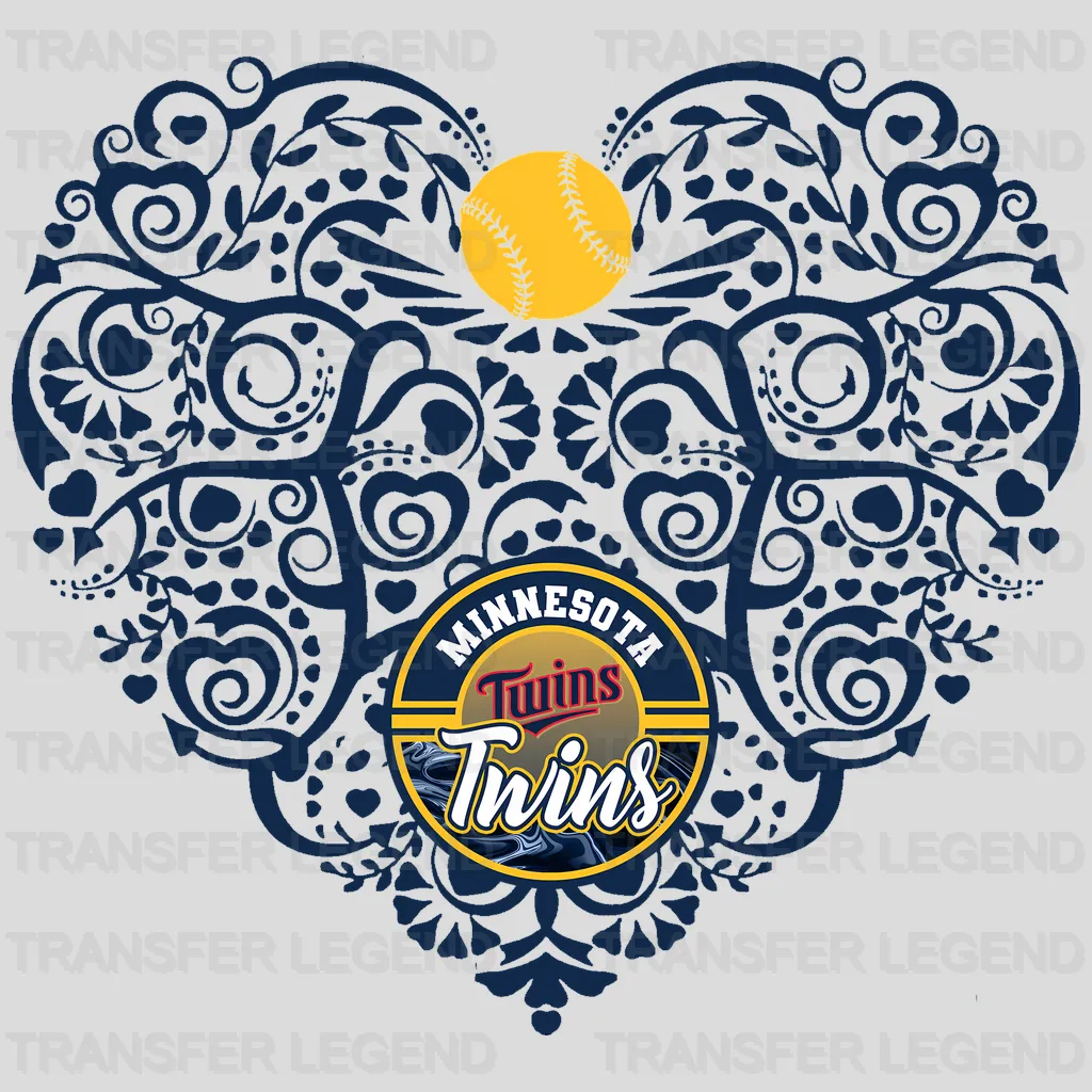 Minnesota Twins MLB Floral Pattern Heart Shape - DTF Iron On Transfer
