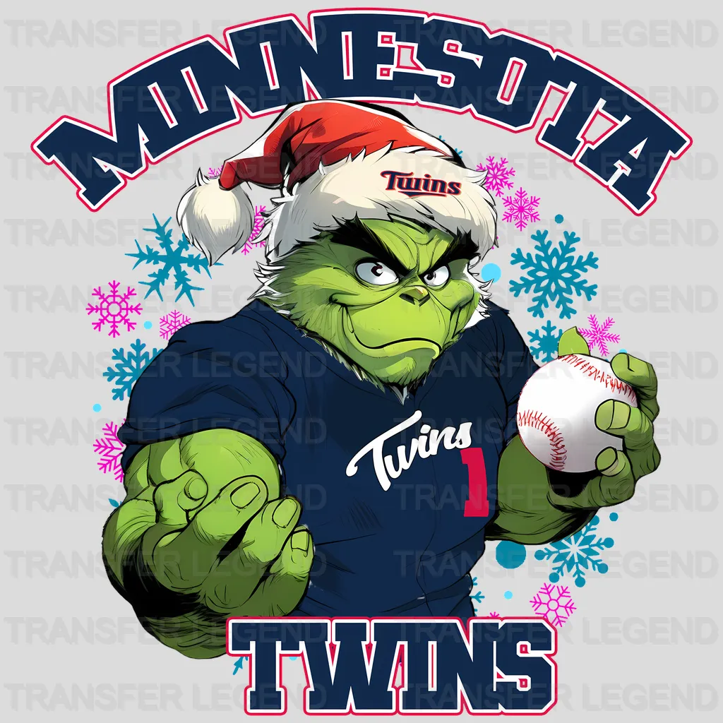 Minnesota Twins MLB Grinch Christmas Santa Hat Art - DTF Iron On Transfer