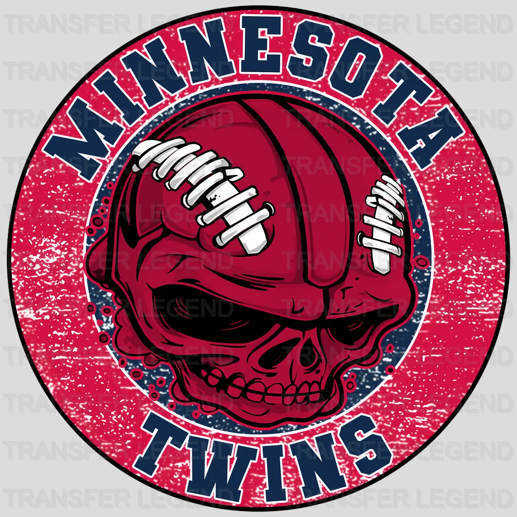 Minnesota Twins MLB Red Skull With Helmet Art - DTF Iron On Transfer