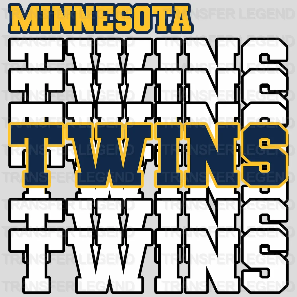 Minnesota Twins MLB Repeated Text Pattern Block Logo - DTF Iron On Transfer