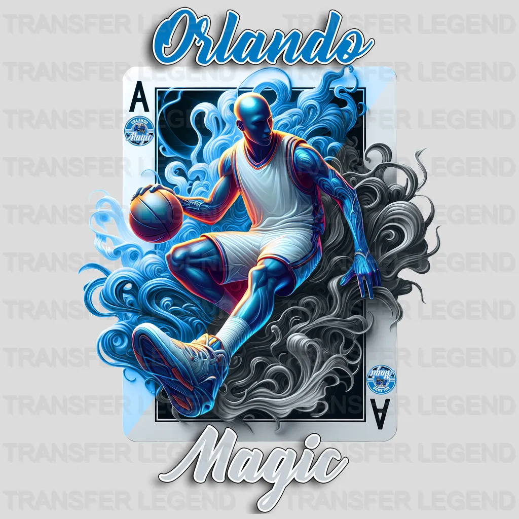 Orlando Magic NBA Skeleton Playing Card Art - DTF Iron On Transfer