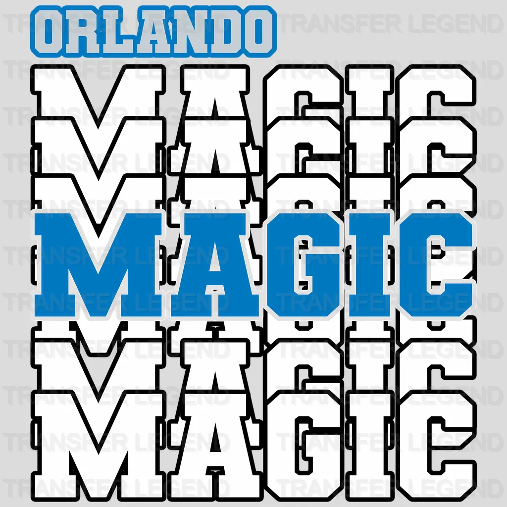 Orlando Magic NBA Repeated Text Pattern Block Logo - DTF Iron On Transfer