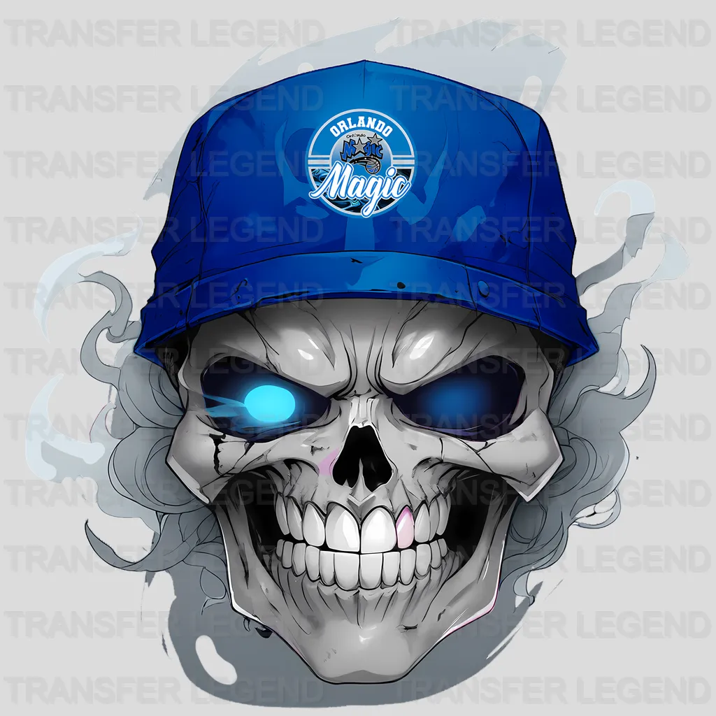 Orlando Magic NBA Skull With Cap & Smoke Effect - DTF Iron On Transfer
