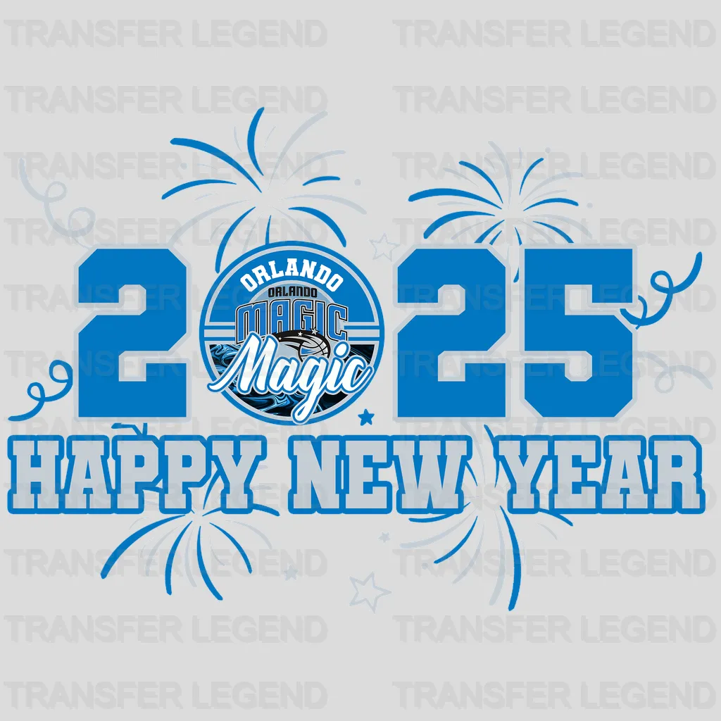 Orlando Magic NBA 2025 Happy New Year DTF Iron On Transfer