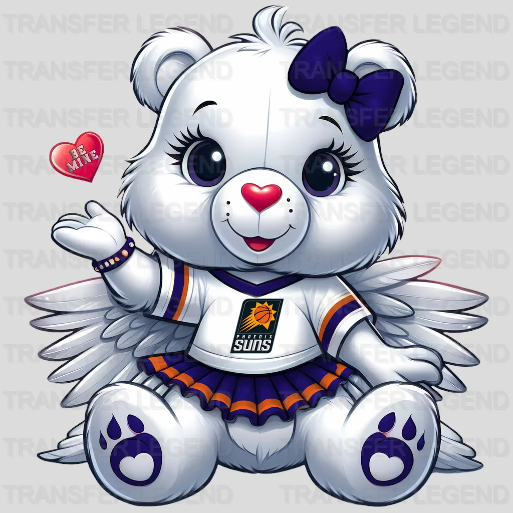 Phoenix Suns NBA Cute Care Bear Mascot Purple & White - DTF Iron On Transfer
