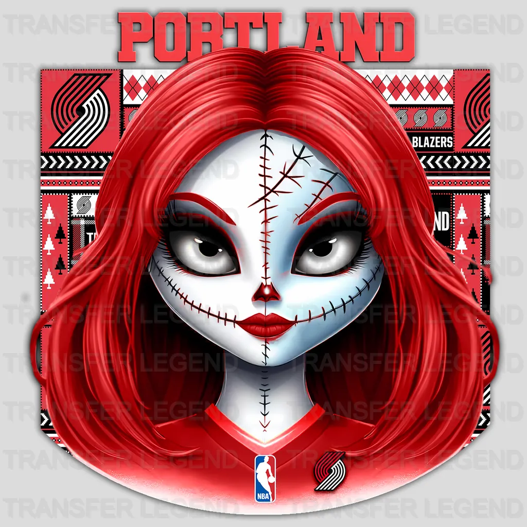 Portland Trail Blazers NBA Gothic Girl Illustration - DTF Iron On Transfer