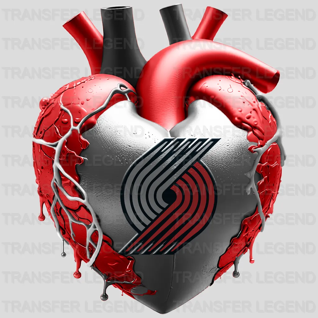 Portland Trail Blazers NBA Realistic Anatomical Heart Art - DTF Iron On Transfer