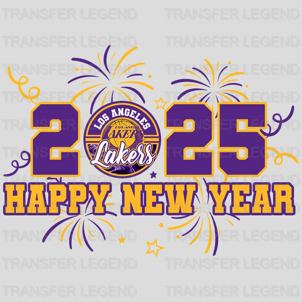 Los Angeles Lakers NBA Los Angeles 2025 Happy New Year DTF Iron On Transfer
