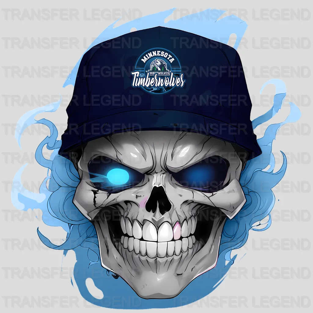 Minnesota Timberwolves NBA Skull With Cap & Smoke Effect - DTF Iron On Transfer