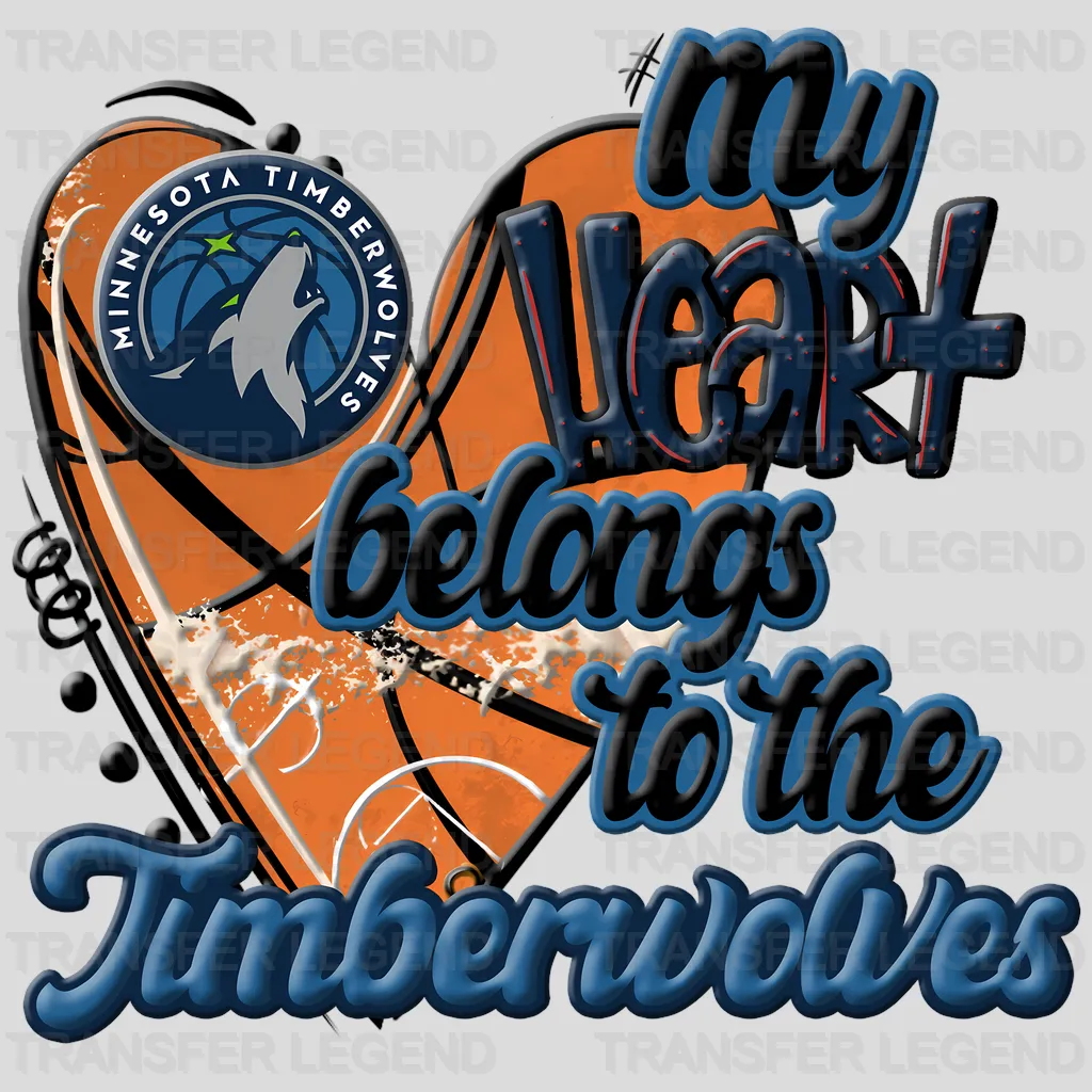 Minnesota Timberwolves NBA My Heart Belongs To The Timberwolves DTF Iron On Transfer