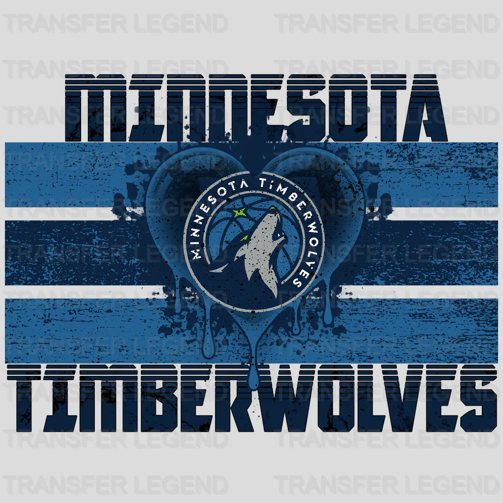 Minnesota Timberwolves NBA Distressed Flag Heart Shape - DTF Iron On Transfer