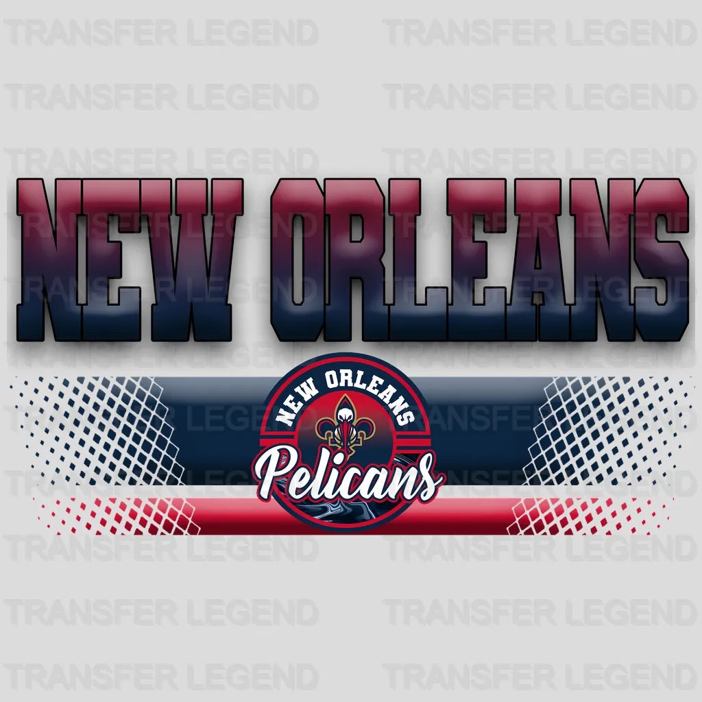 New Orleans Pelicans NBA Text Logo Banner Gradient - DTF Iron On Transfer