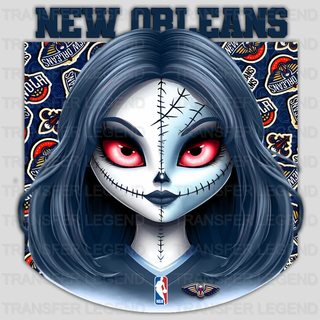 New Orleans Pelicans NBA Gothic Girl Illustration - DTF Iron On Transfer