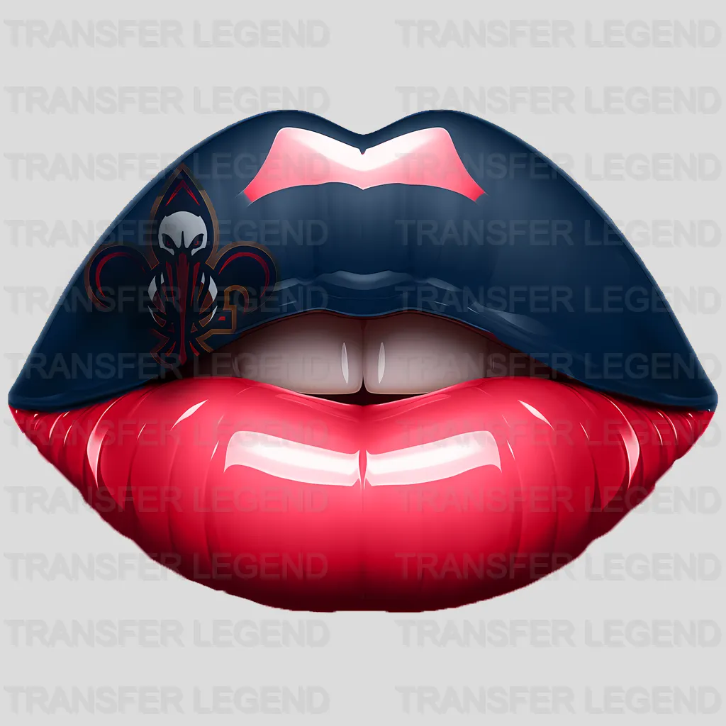New Orleans Pelicans NBA Blue Lips Logo Art Illustration - DTF Iron On Transfer