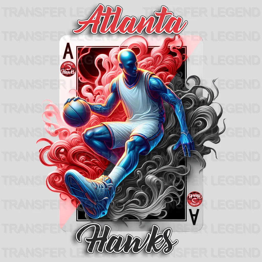 Atlanta Hawks NBA Skeleton Playing Card Art - DTF Iron On Transfer