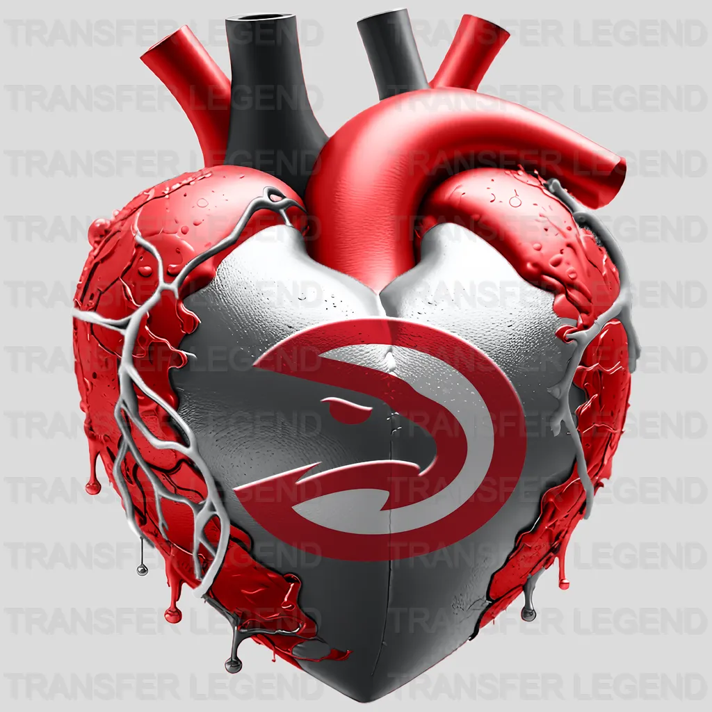 Atlanta Hawks NBA Realistic Anatomical Heart Art - DTF Iron On Transfer