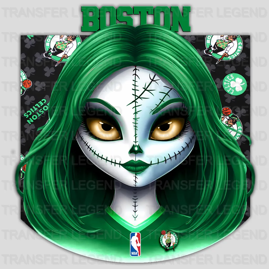 Boston Celtics NBA Gothic Girl Illustration - DTF Iron On Transfer