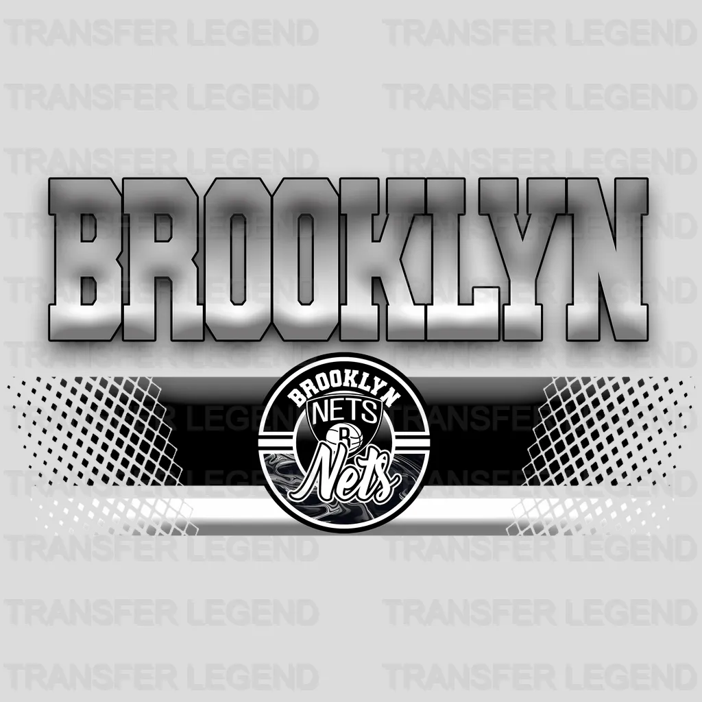 Brooklyn Nets NBA Text Logo Gradient - DTF Iron On Transfer