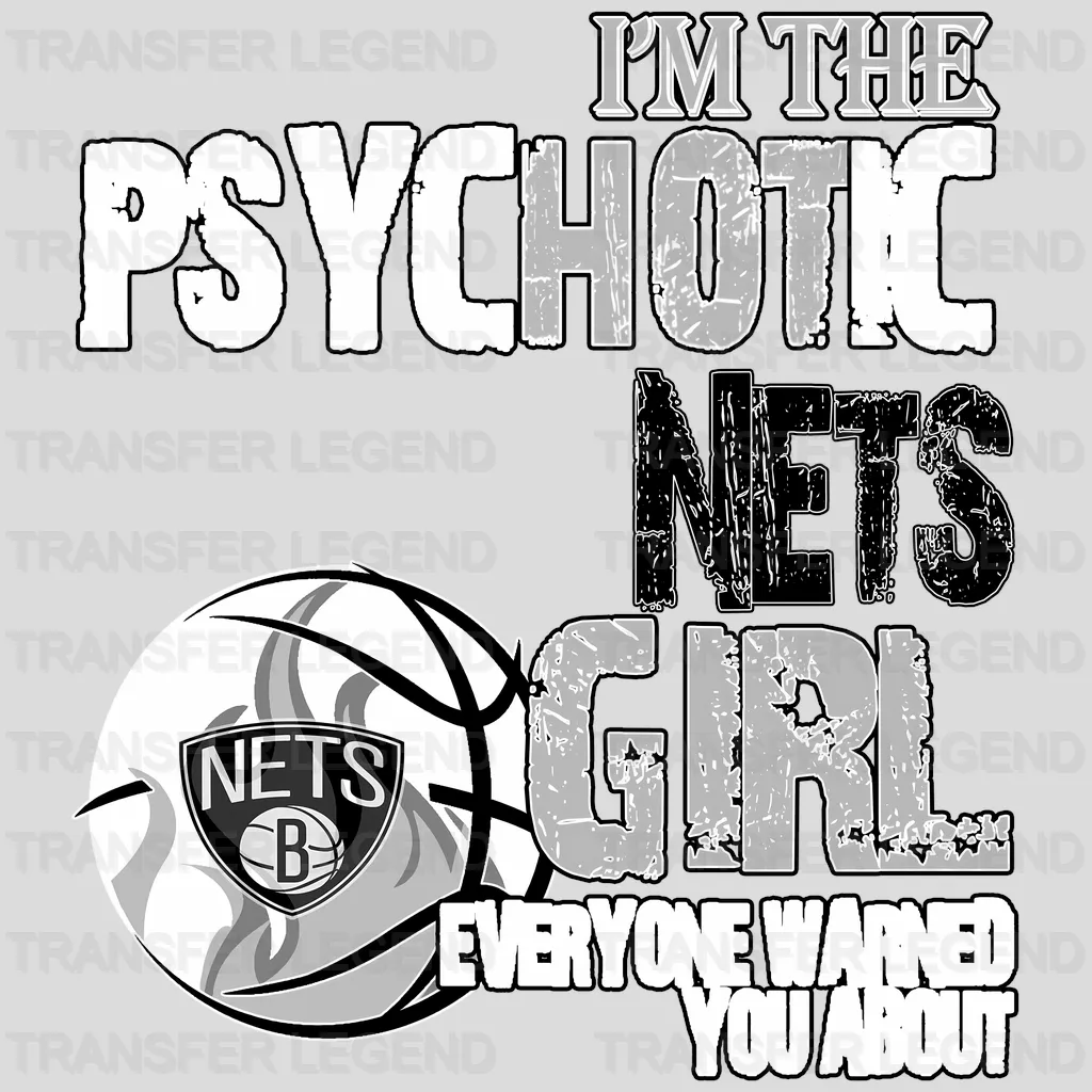 Brooklyn Nets NBA Psychotic Nets Girl DTF Iron On Transfer