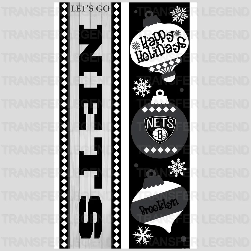 Brooklyn Nets NBA Vertical Strip Banner Logo White - DTF Iron On Transfer