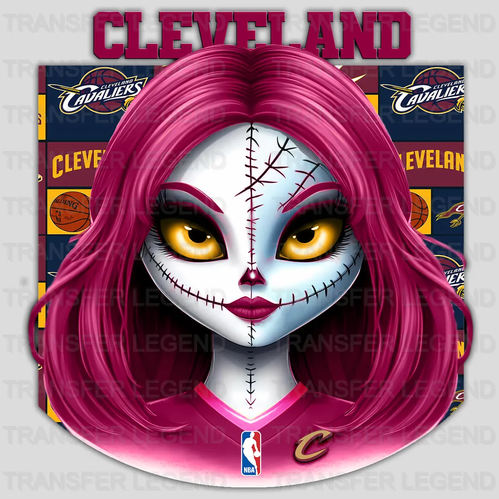 Cleveland Cavaliers NBA Gothic Girl Illustration - DTF Iron On Transfer