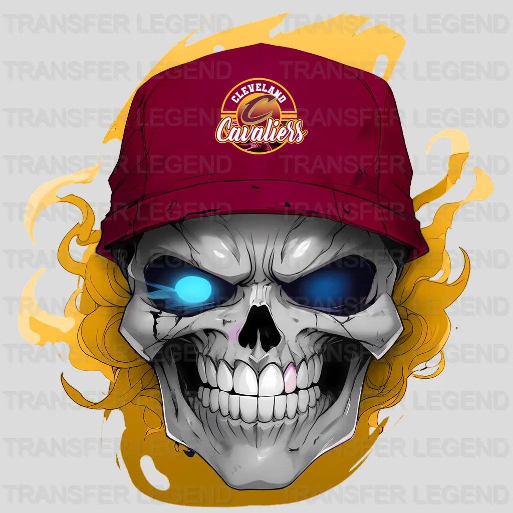 Cleveland Cavaliers NBA Skull With Cap & Smoke Effect - DTF Iron On Transfer