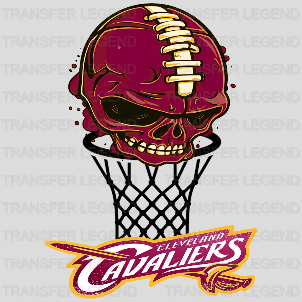 Cleveland Cavaliers NBA Wine Skull Biting Rim Art - DTF Iron On Transfer