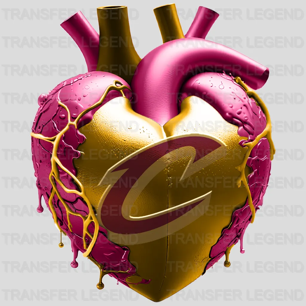 Cleveland Cavaliers NBA Realistic Anatomical Heart Art - DTF Iron On Transfer