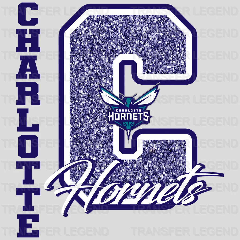 Charlotte Hornets NBA Glitter Chenille Letter C Logo - DTF Iron On Transfer