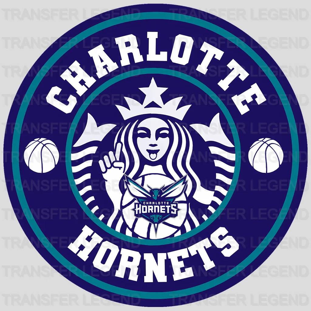 Charlotte Hornets NBA Coffee Logo Parody Emblem - DTF Iron On Transfer