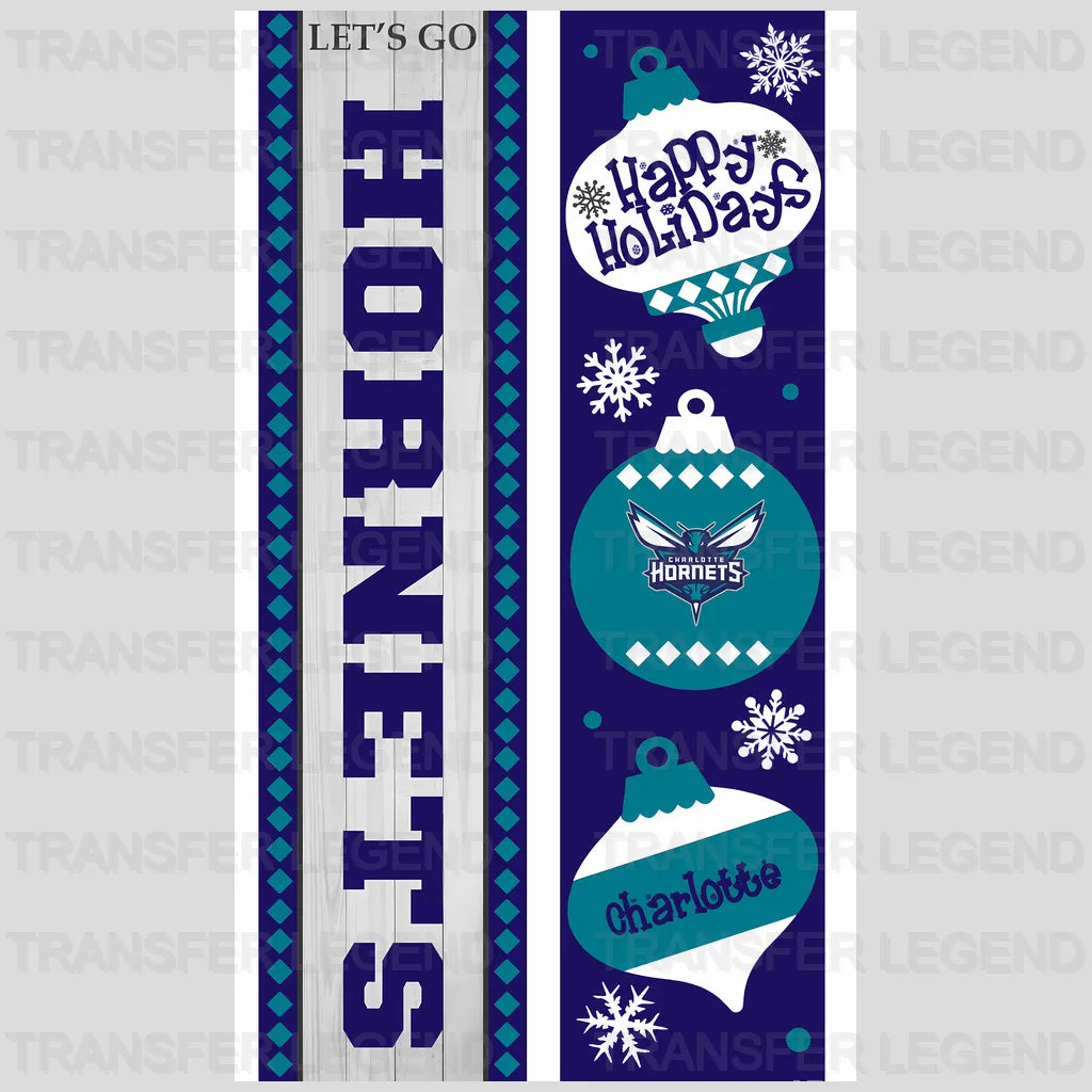 Charlotte Hornets NBA Vertical Strip Banner Logo White - DTF Iron On Transfer