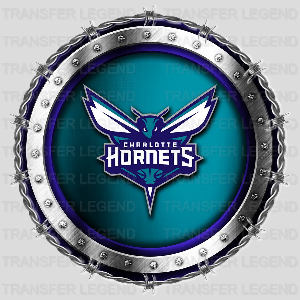 Charlotte Hornets NBA Chrome Metal Circle Badge 3D - DTF Iron On Transfer