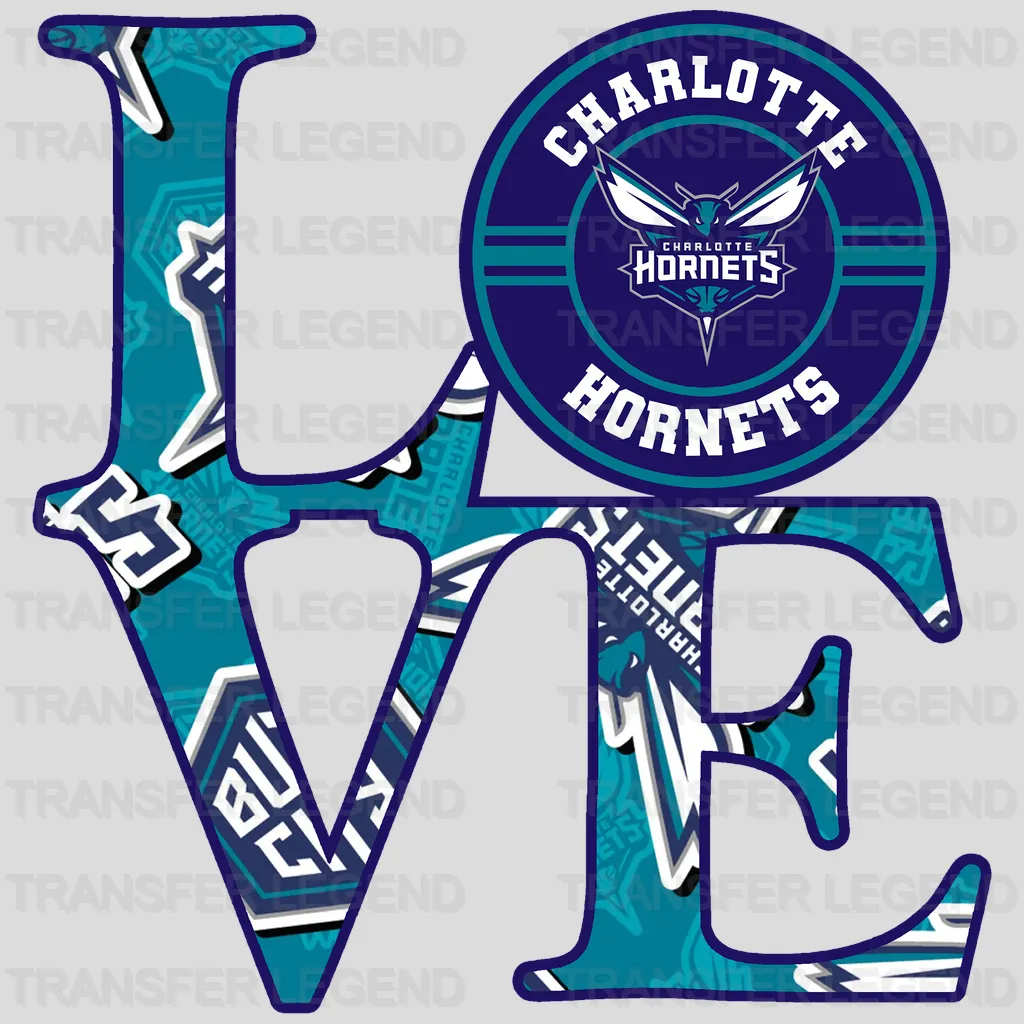 Charlotte Hornets NBA Love DTF Iron On Transfer