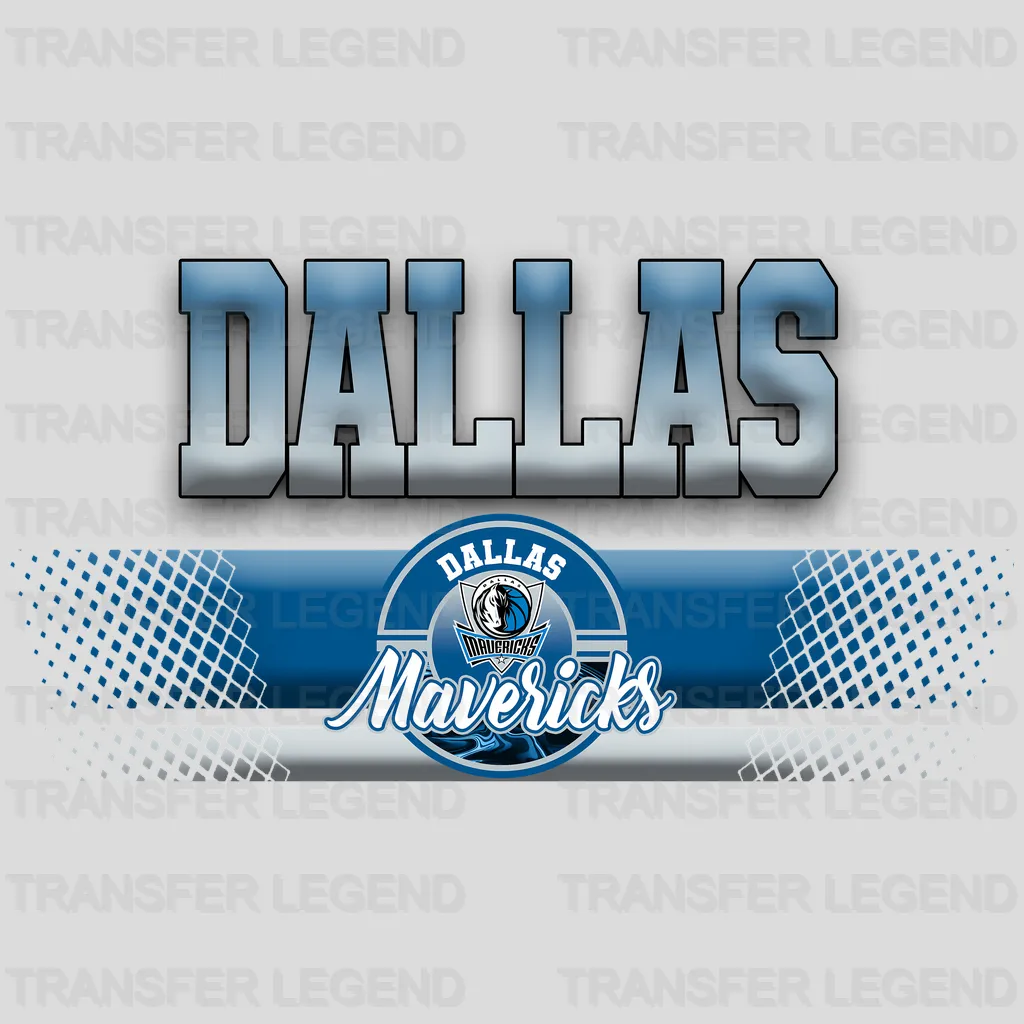 Dallas Mavericks NBA Text Logo Banner Gradient - DTF Iron On Transfer