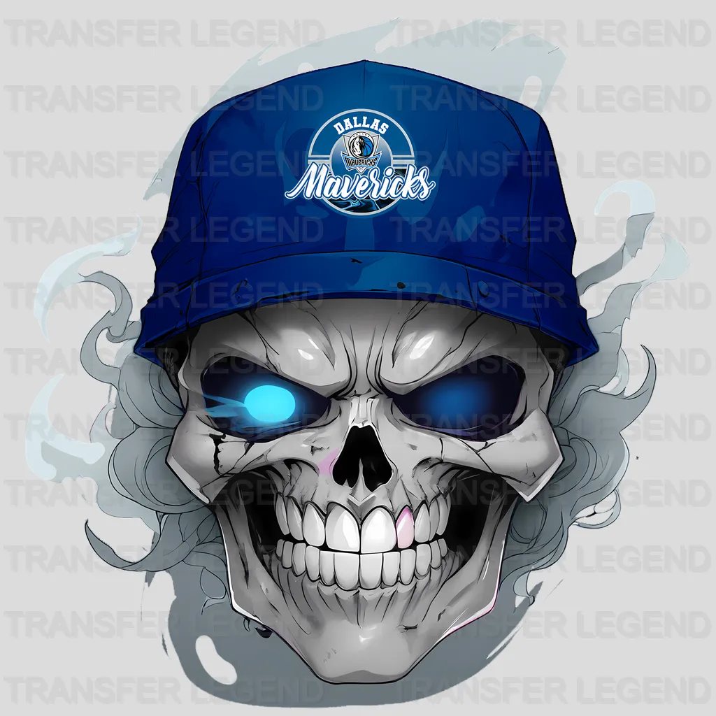 Dallas Mavericks NBA Skull With Cap & Smoke Effect - DTF Iron On Transfer