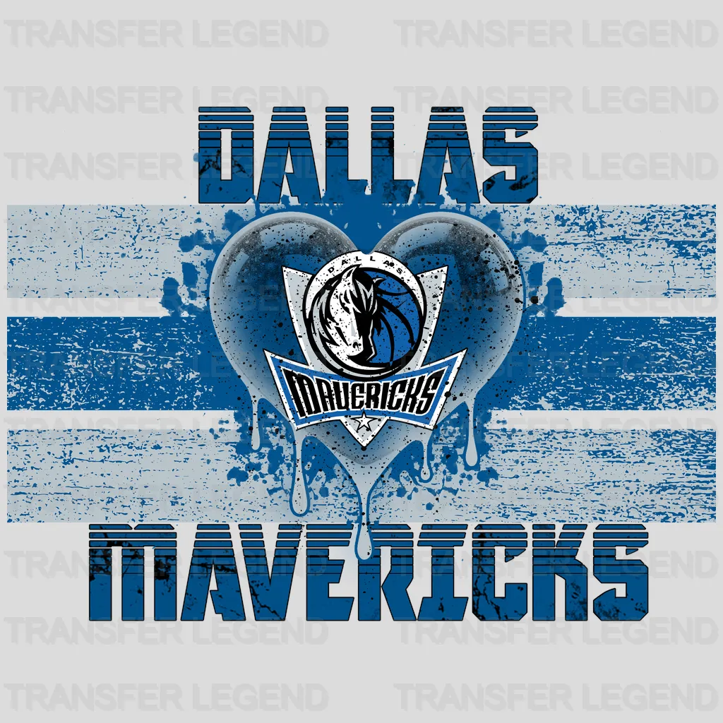 Dallas Mavericks NBA Distressed Flag Heart Shape - DTF Iron On Transfer