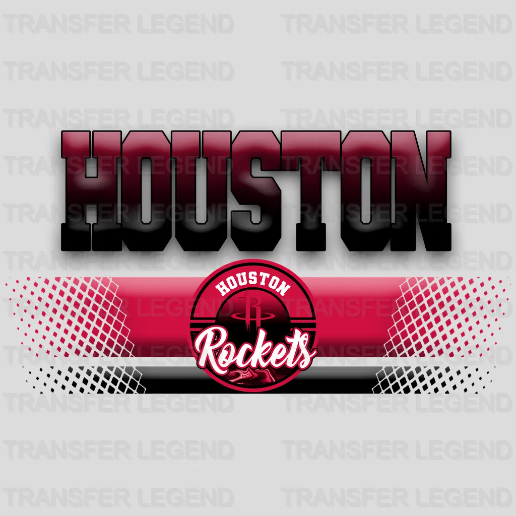 Houston Rockets NBA Text Logo Banner Gradient - DTF Iron On Transfer